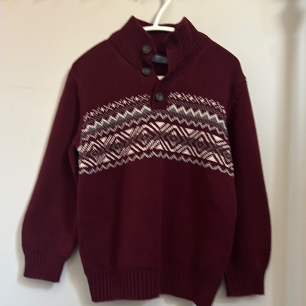The Children's Place Burgundy and Sweater with Nordic Pattern
